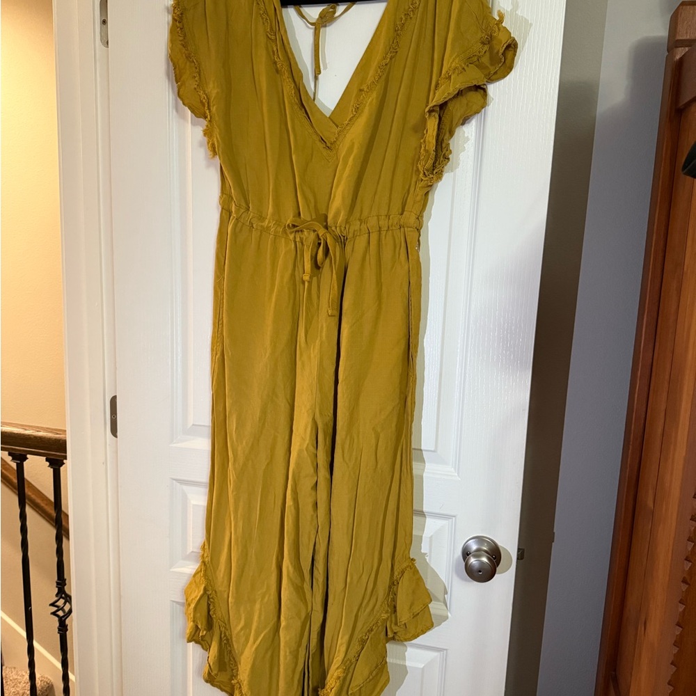 Free People yellow flutter leg romper